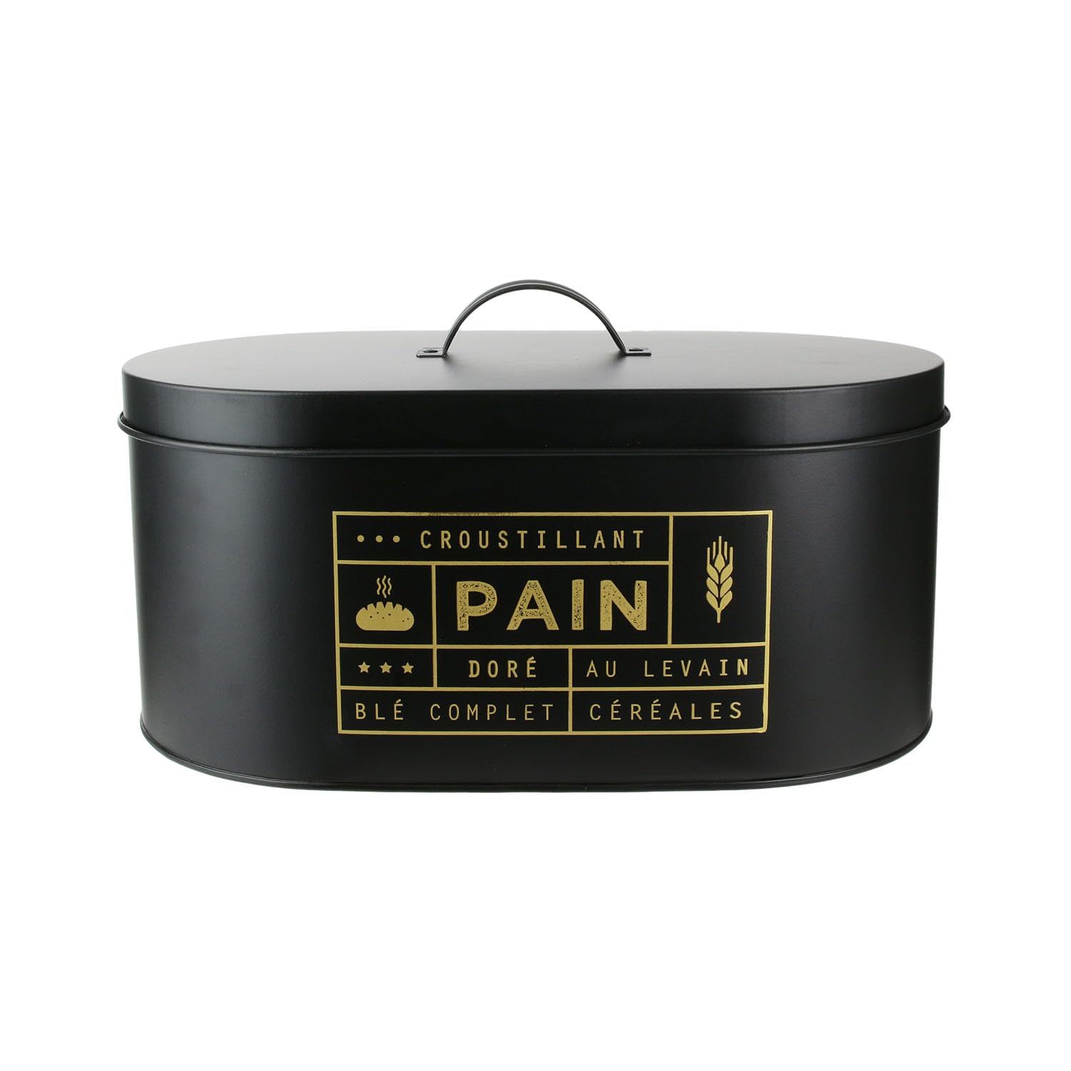 Cestino per Il Pane, 34.5 cm x 20 cm x 18.5 cm, Nero-Oro