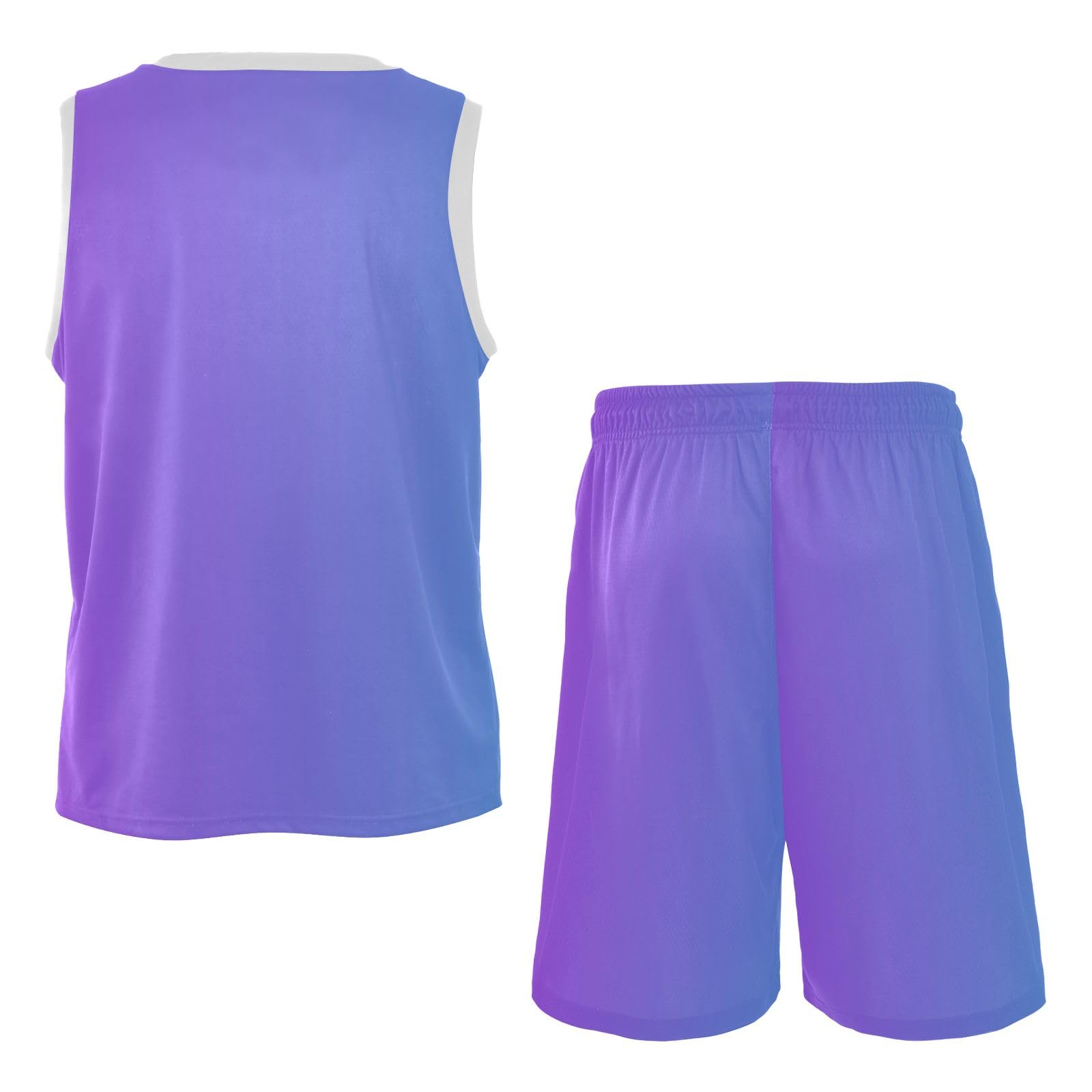 Blue Purple Gradient Youth Basketball Jerseys Breathable Loose Hip Hop Basketball T-Shirt and Shorts Set Boys Girls Basketball Jersey Set