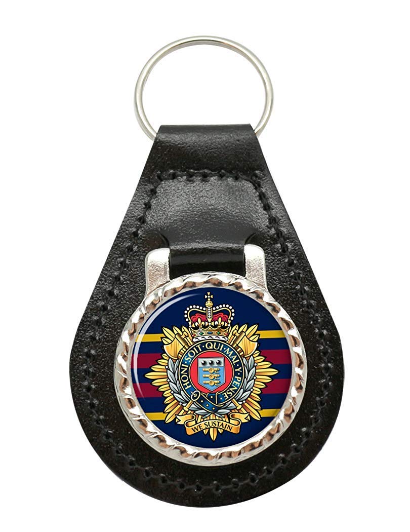 Giftshop Uk Unisex Black Leather And Silver Metal Royal Logistics Corps, British Army Leather Key Fob