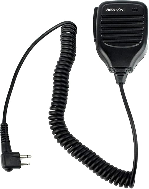 Retevis R321 Walkie Talkie Microphone 2 Pin Compatible with Two Way Radio Motorola DP1400 CP040 GP68 GP88 GP300 Midland G18 HYT TC-500 TC-600 Walkie Talkies Speaker Mic Radio Shoulder Speaker (1 Pcs)