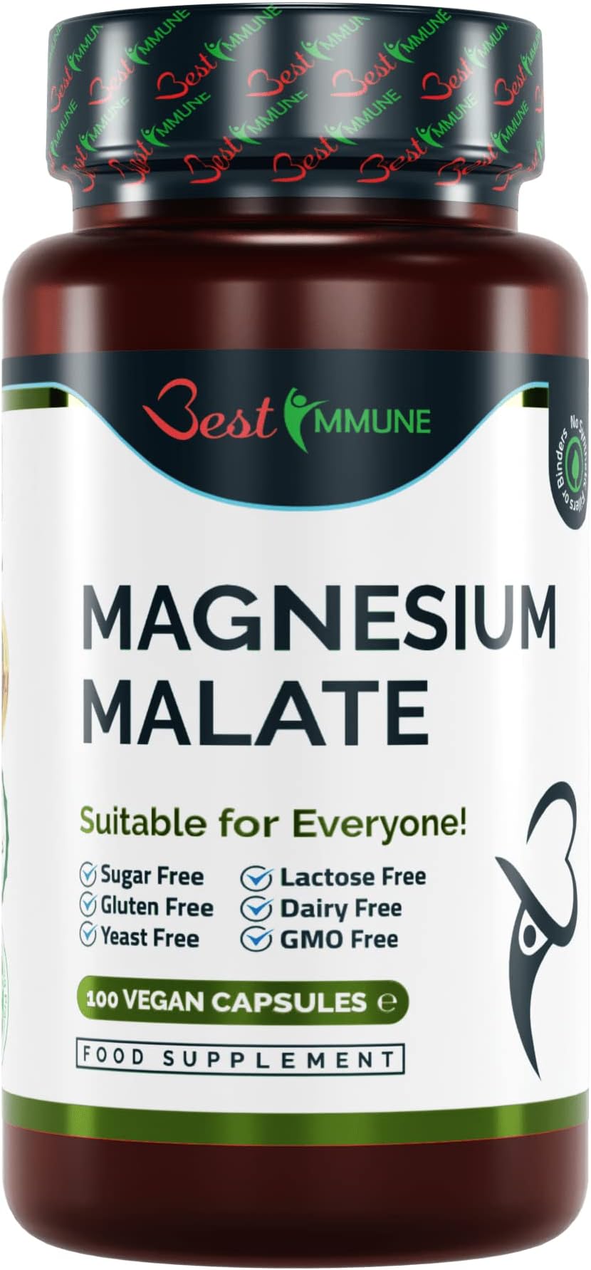Natural Magnesium Malate 1000mg Premium Grade Ideal Strength 100 Vegan Capsules