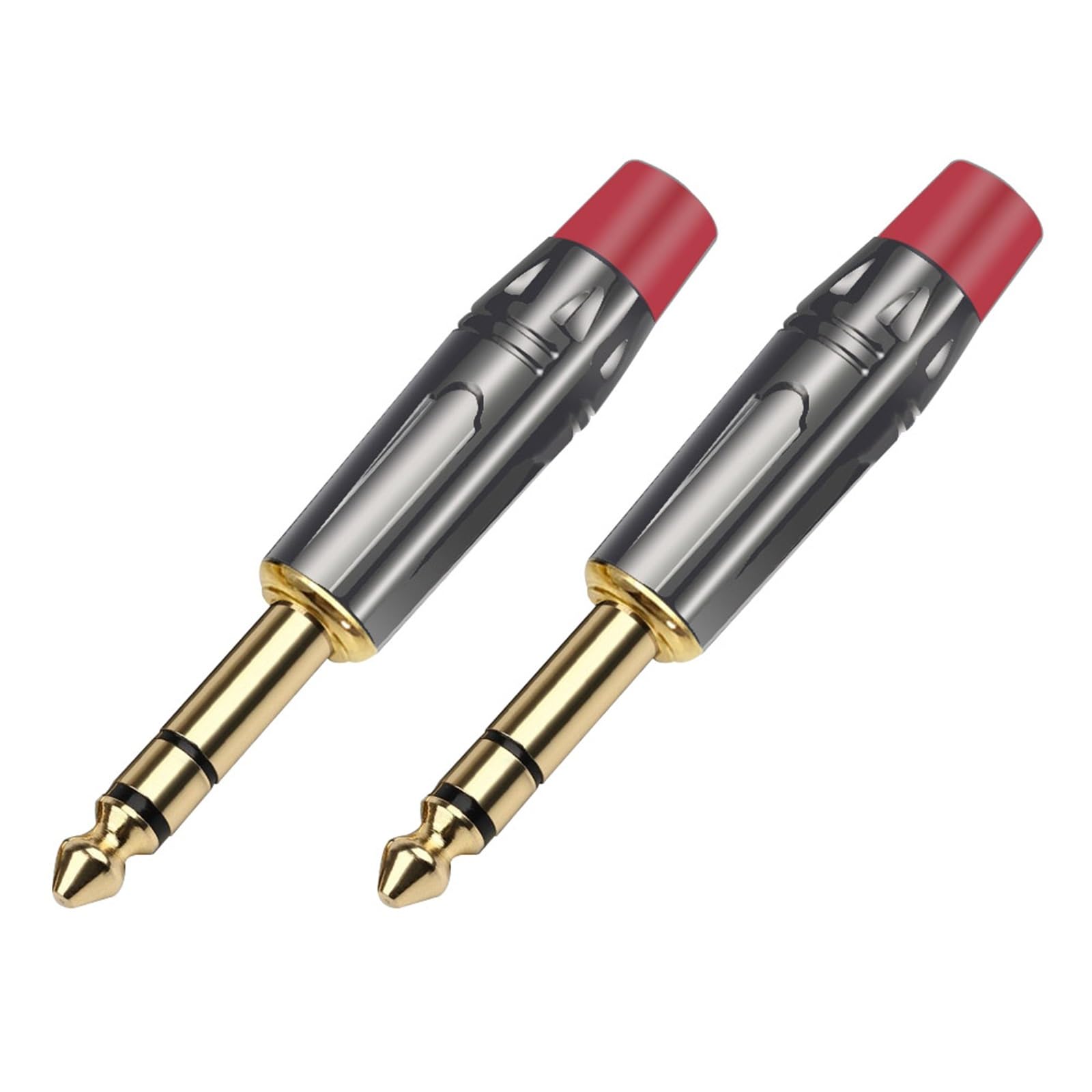 10PCS Stereo Jack 6,35 MM Stecker Draht Stecker Mikrofon MIC 6,3 MM Stecker Audio Video DIY (Color : Red)