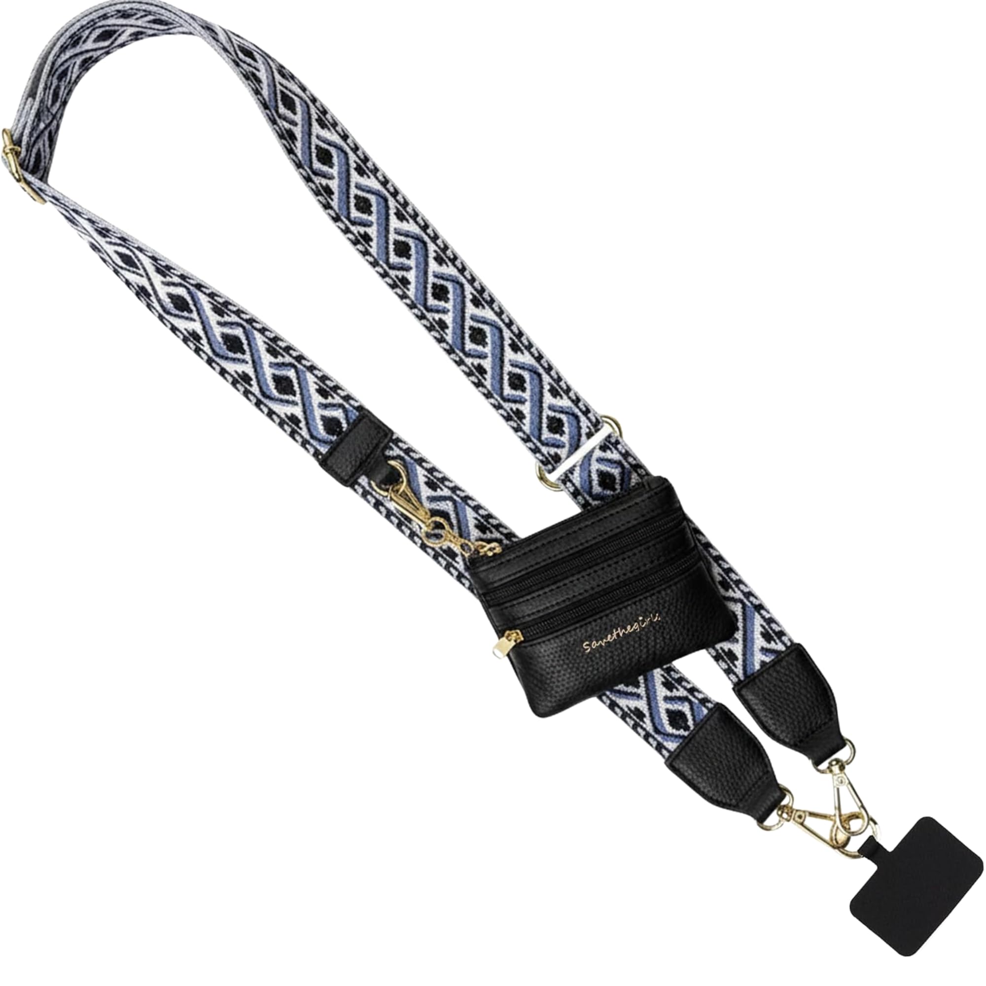 Save the Girls Clip &amp; Go Phone Strap with RFID Wallet Pouch for Women, Navy