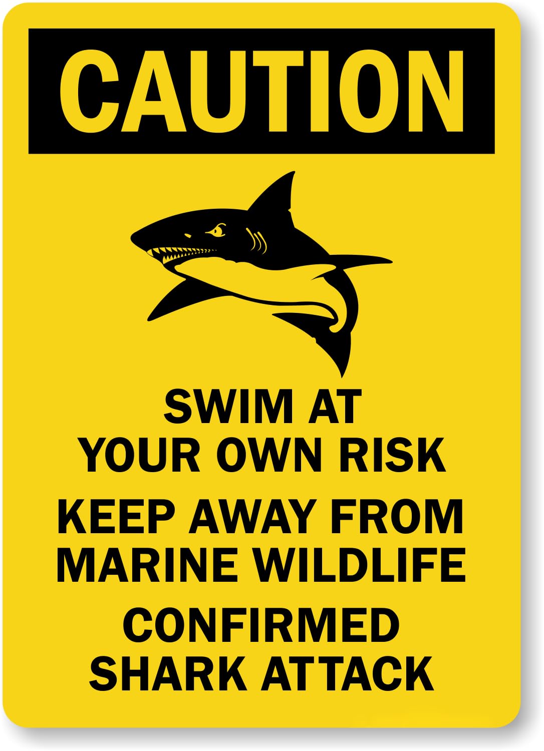 Marina Swimming Self Risk Notice Sign, Marine Creature Shark Alert Safety Metal Sign 8x12 Inch