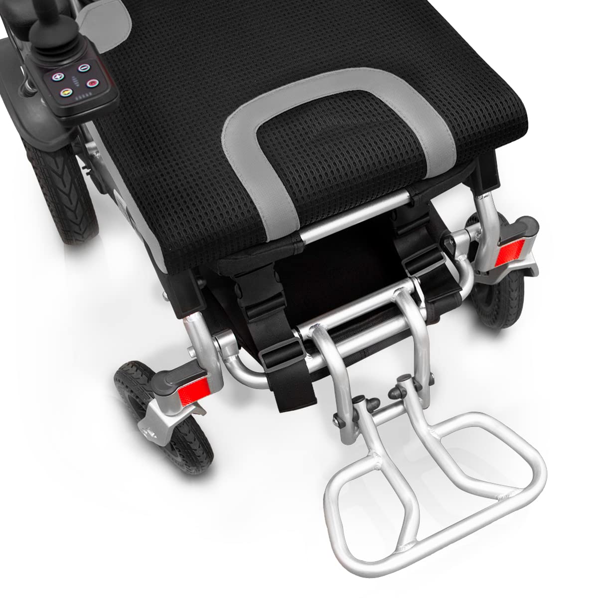 QUIRUMED Silla de ruedas eléctrica EASY PLUS ULTRALIGHT, Plegable, Chasis de aluminio, Mando para diestros y zurdos, Autonomía 18 km, Para mayores, Para minusválidos, Hasta 135 kg