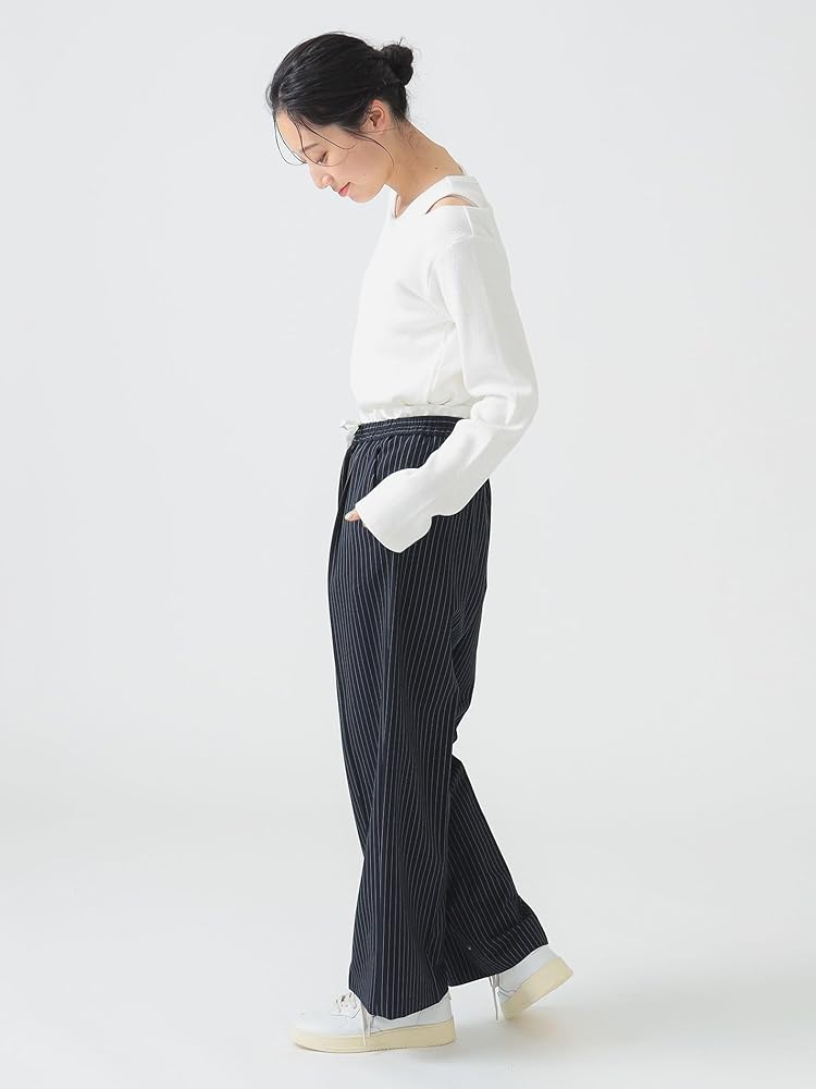 希少 16ss 多素材ストライプネイビーパンツ yohjiyamamoto ☆希少 16ss