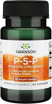 Swanson P-5-P Pyridoxal-5-Phosphate Coenzymated Vitaminb-6 20 Milligrams 60 Capsules 1 Pack