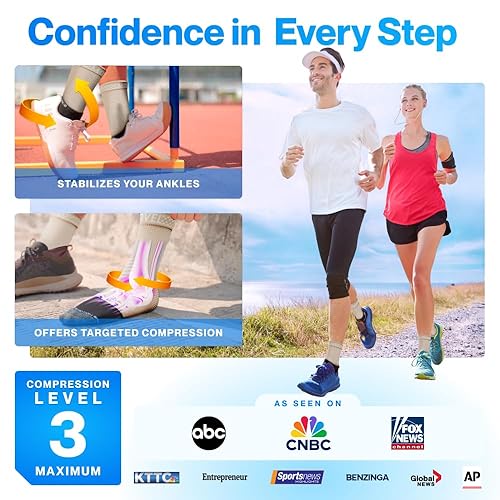 Vista 116 de Modvel Calcetines de compresión de tobillo y esguince para tobillo – Soporte de alivio de fascitis plantar, soporte de pie para el dolor, mujeres