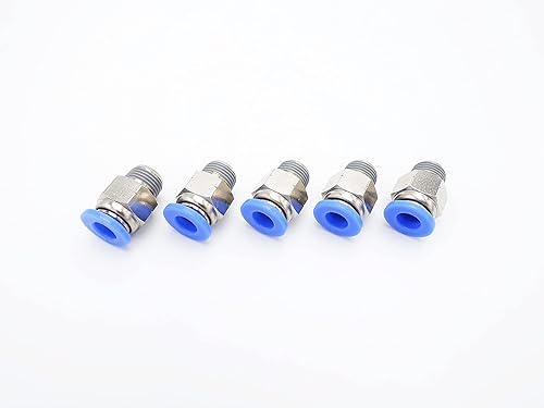Vista 192 de Empuje para conectar conexión de tubo de 1/8" OD x 1/4" macho NPT rosca, línea de agua recta macho neumática, conectores de empuje rápido