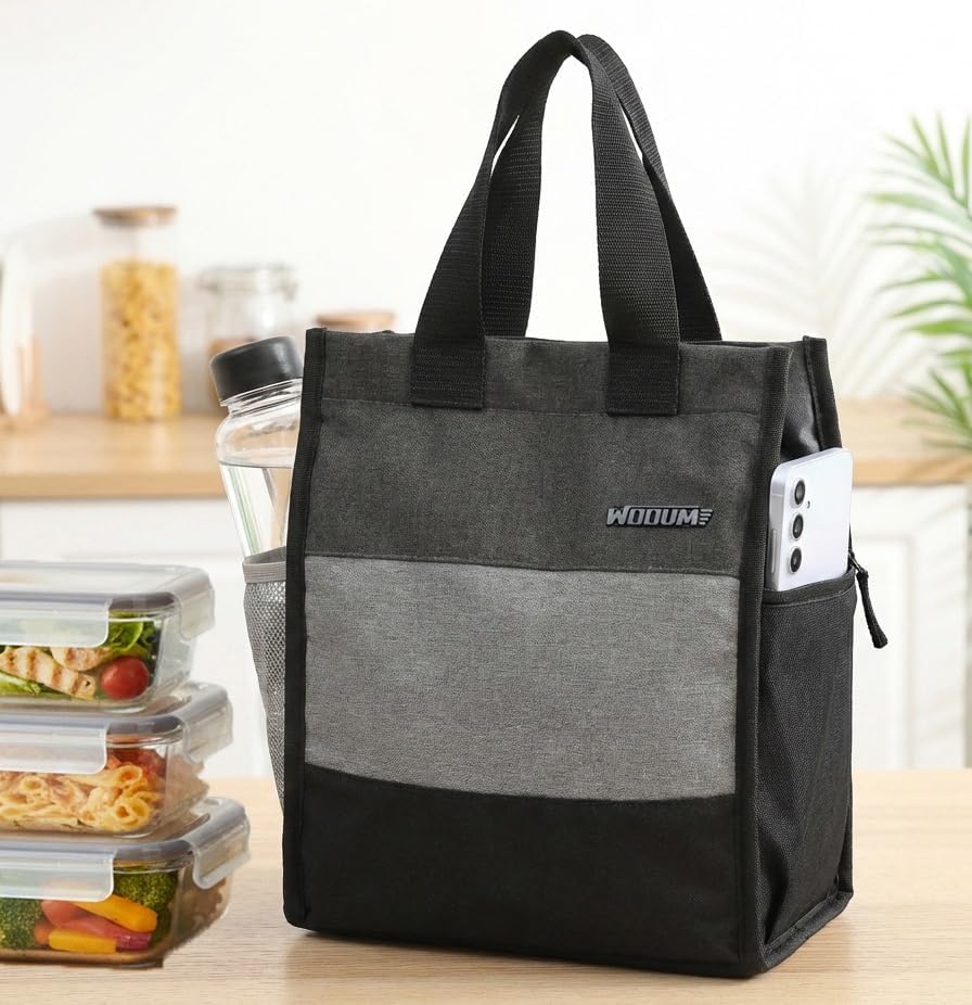 Wooum Lunch Box Bag for Office Men & Women 1 Year Warranty Insulated Tiffin Bag with Bottle Holder Waterproof Lunch Bag for Kids & Office Large Lunch Carry Bag for Tiffin Box Durable Lunch Bag