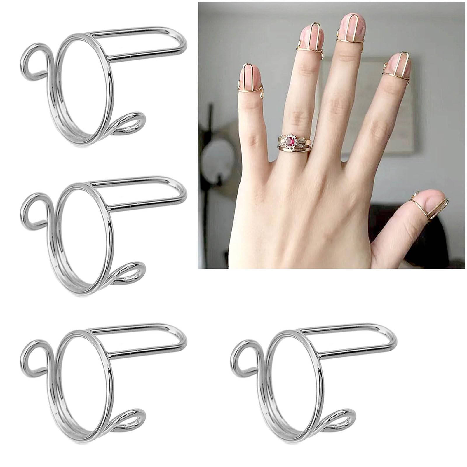 FeiYeup Nail Rings 10 Pack Fingertip Art Rings Adjustable Rings Accessory Jewelry Open Rings for Art