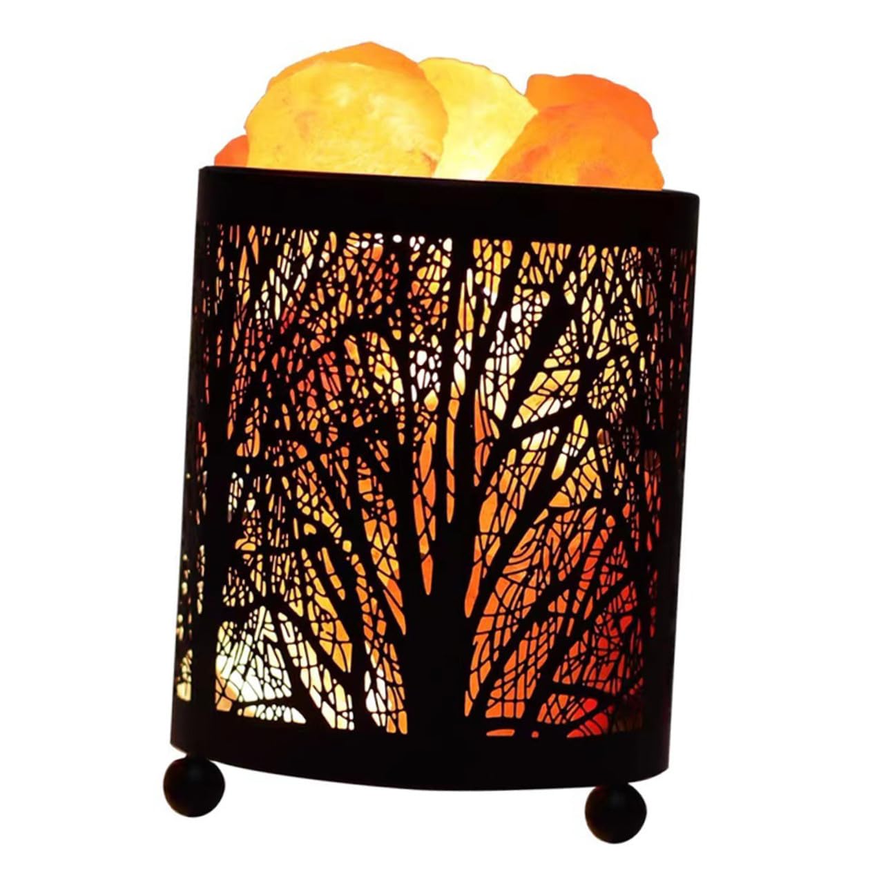 Lampe de Chevet en Sel, Lumière Décorative Cylindrique Noire avec Ampoules