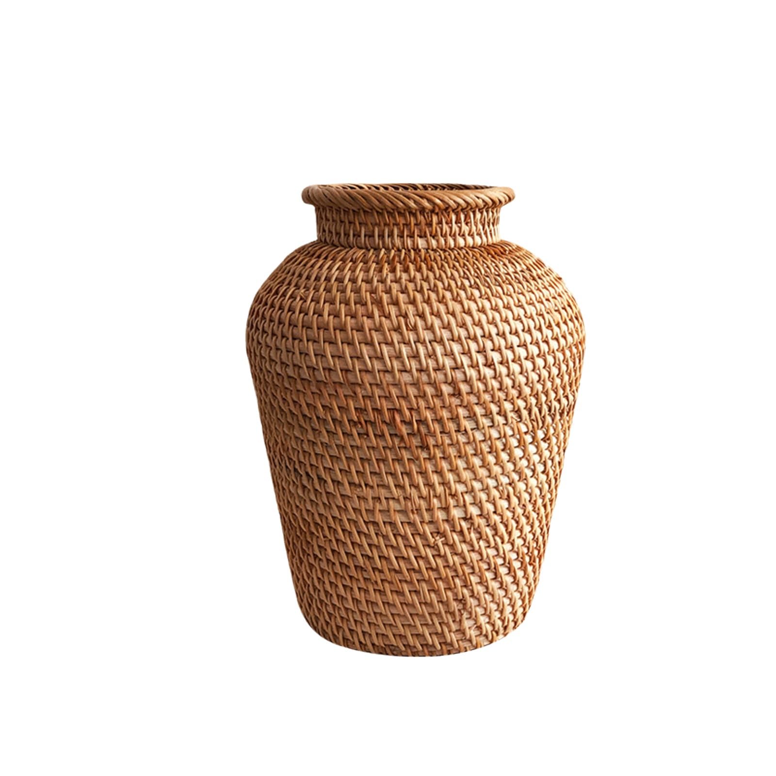 TWISAXC Handmade Wicker Vases For Flowers Rattan Vase Showcasing Unique Flower Arrangements Enhances Home Warmth Woven Vase Grass Bouquets