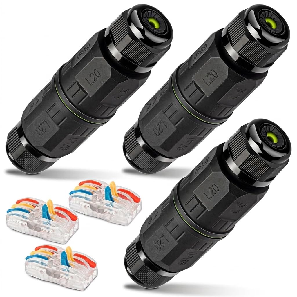 Serplex® 3 Pack Waterproof Junction Box with 3 Pin Cable Connectors | Flame Retardant Outdoor Wire Kit for Landscape Cameras and Car Power Systems-image-9