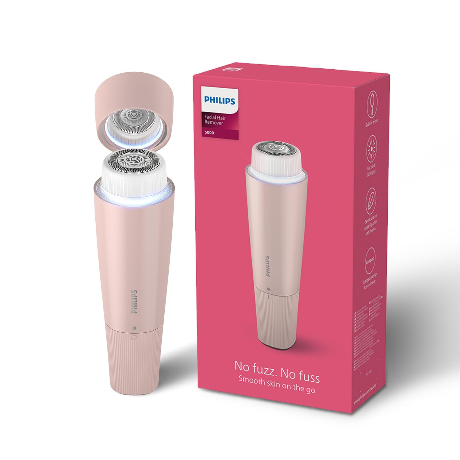 Philips Facial Trimmer for Women - SkinSafe with Hypo Allergenic Blades I Makeup must-have for glowing results - BRR454/00