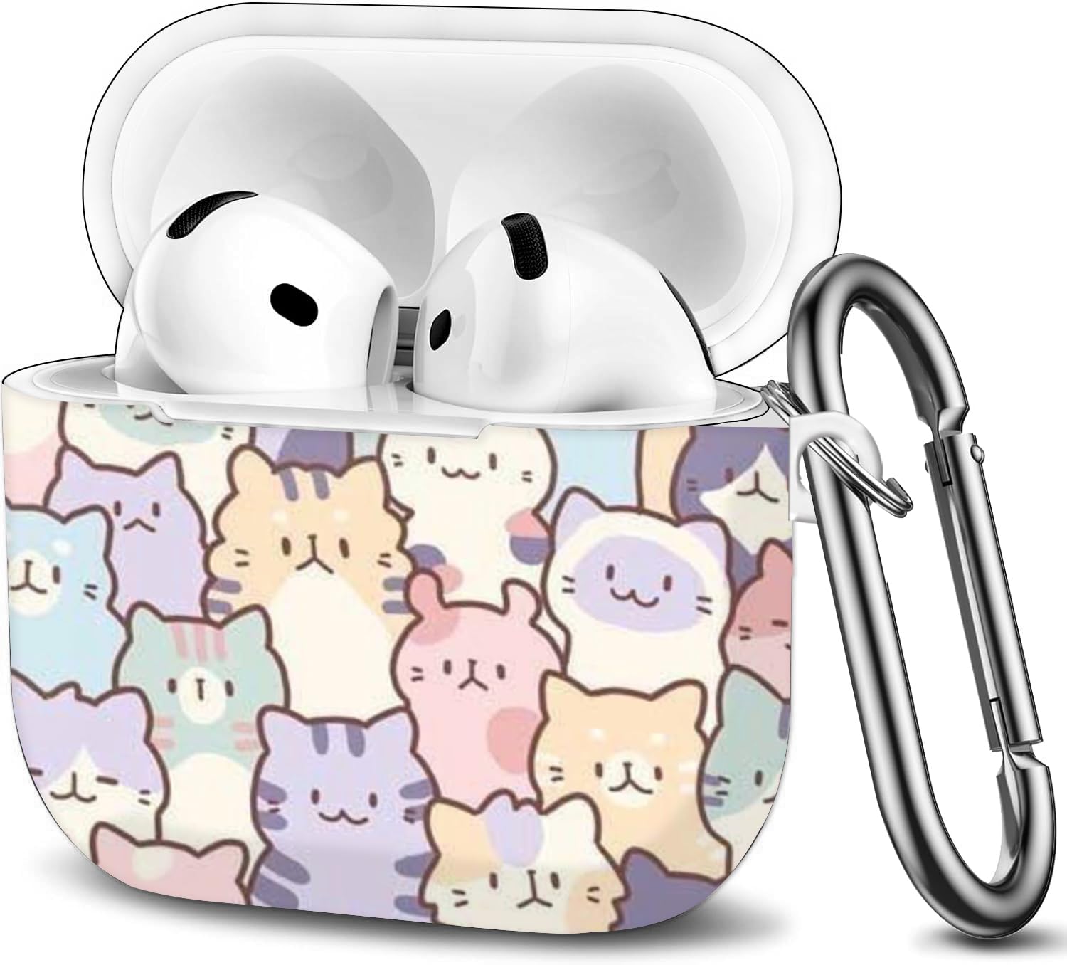 Case Compatible with AirPod 4th Generation 2024,Shockproof Protective Case Cover with Keychain for Women Men,Wireless Accessorie Charging Cases for