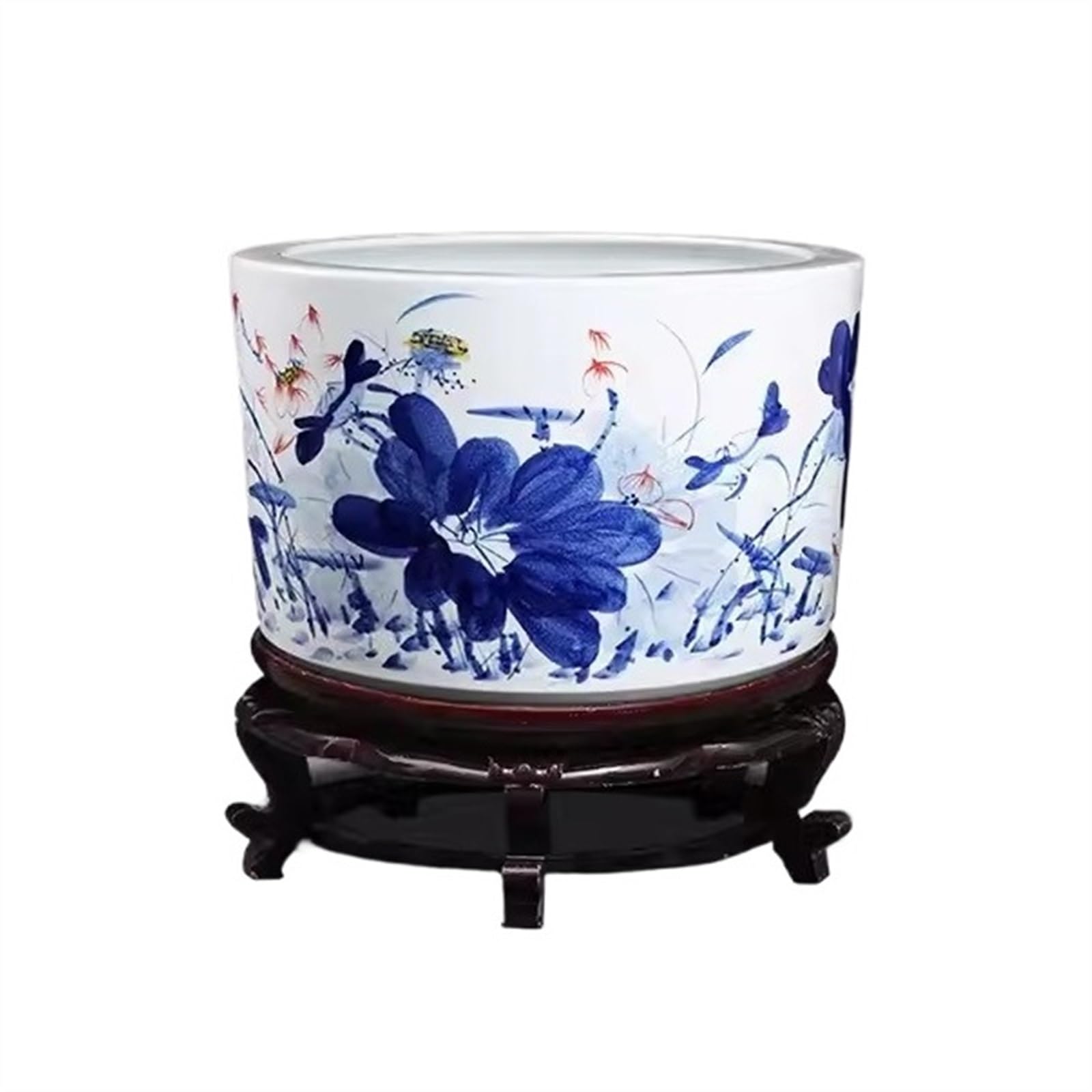 Mały Ceramiczny Akwarium Jingdezhen Ceramiczny Akwarium Do Karmienia Żółwi Zewnętrzny Ogród Taras Dekoracyjny Akwarium Dekoracja Salonu Dekoracja Pulpitu Złota rybka(35x22cm)