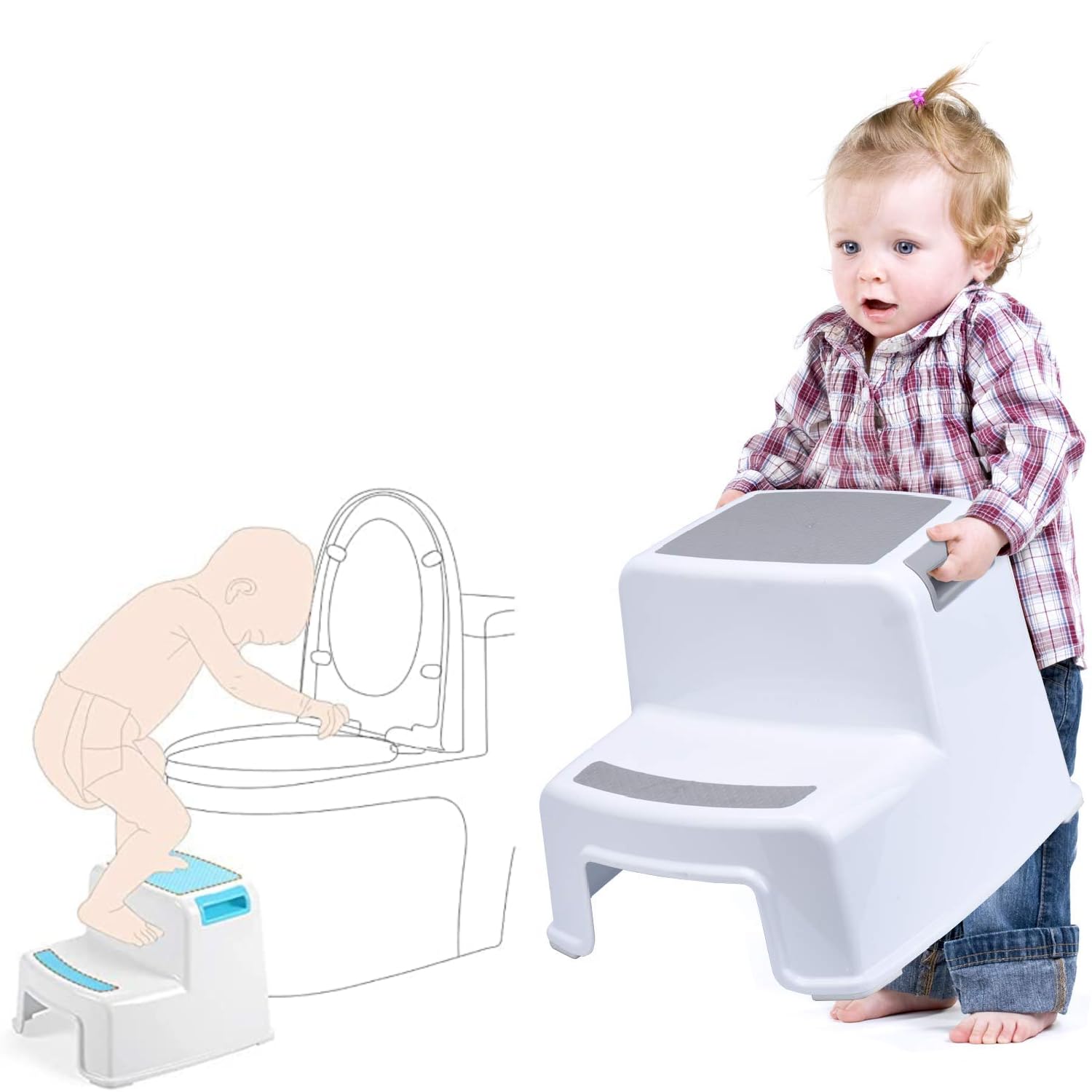 Prostuff.in® Ladder Children's Portable Anti-Slip 2 Steps Plastic Stool Baby Bench for Child Ladder Toilet, Bathroom, Kitchen Home Use, Random Color 1 Pcs
