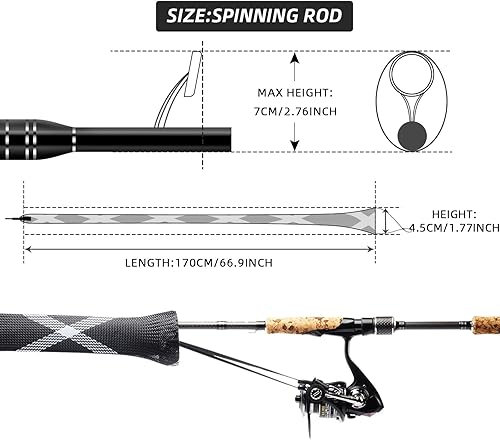 Miniatura 38 de SF Funda para caña de pescar, funda de caña de pescar, cubierta de caña de pescar, protector de caña de malla trenzada, guantes de caña de pescar