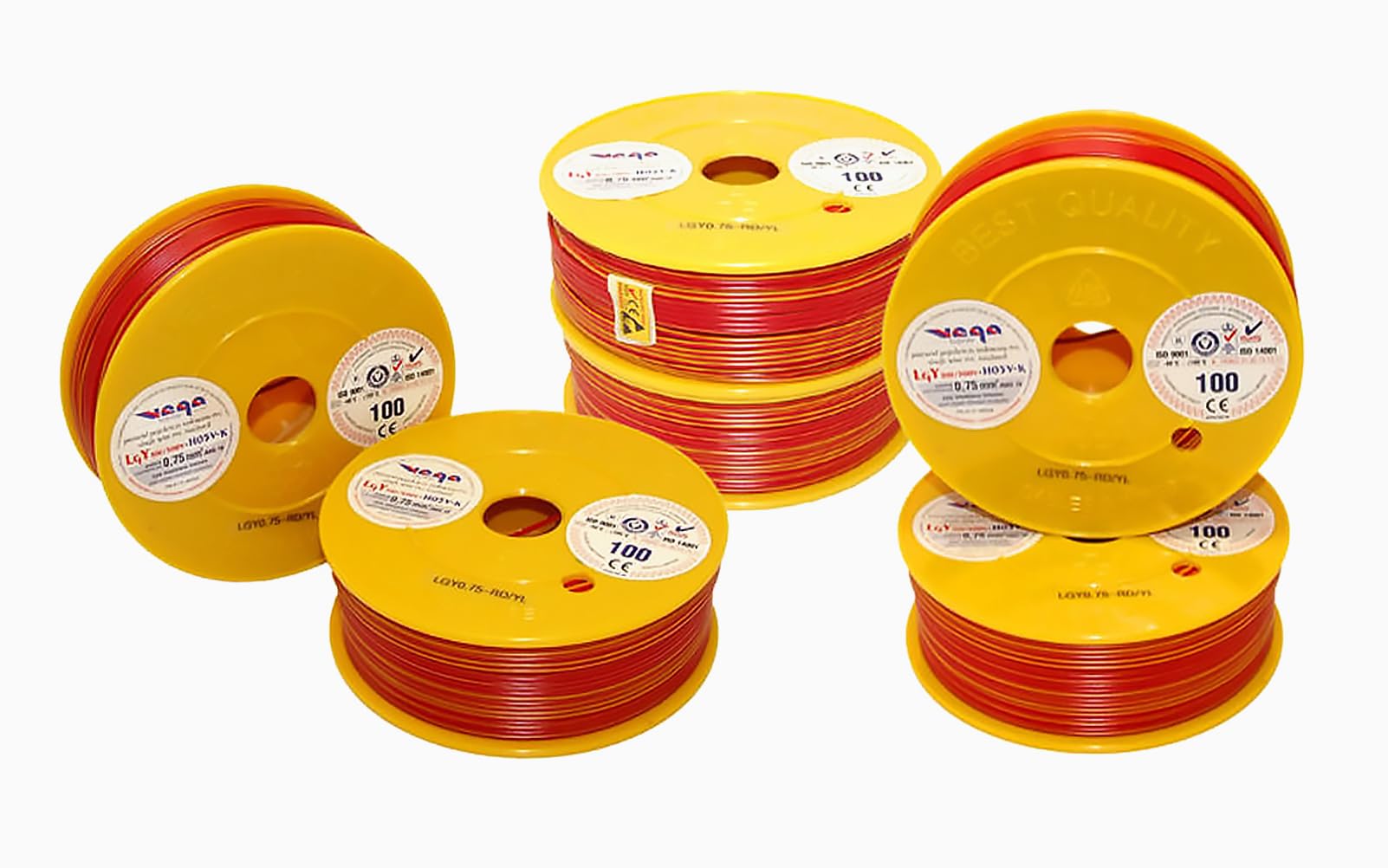 Przewód pojedynczy LGY/ H05V- K 0,75 mm2 100 m Kolor: czerwony/żółty