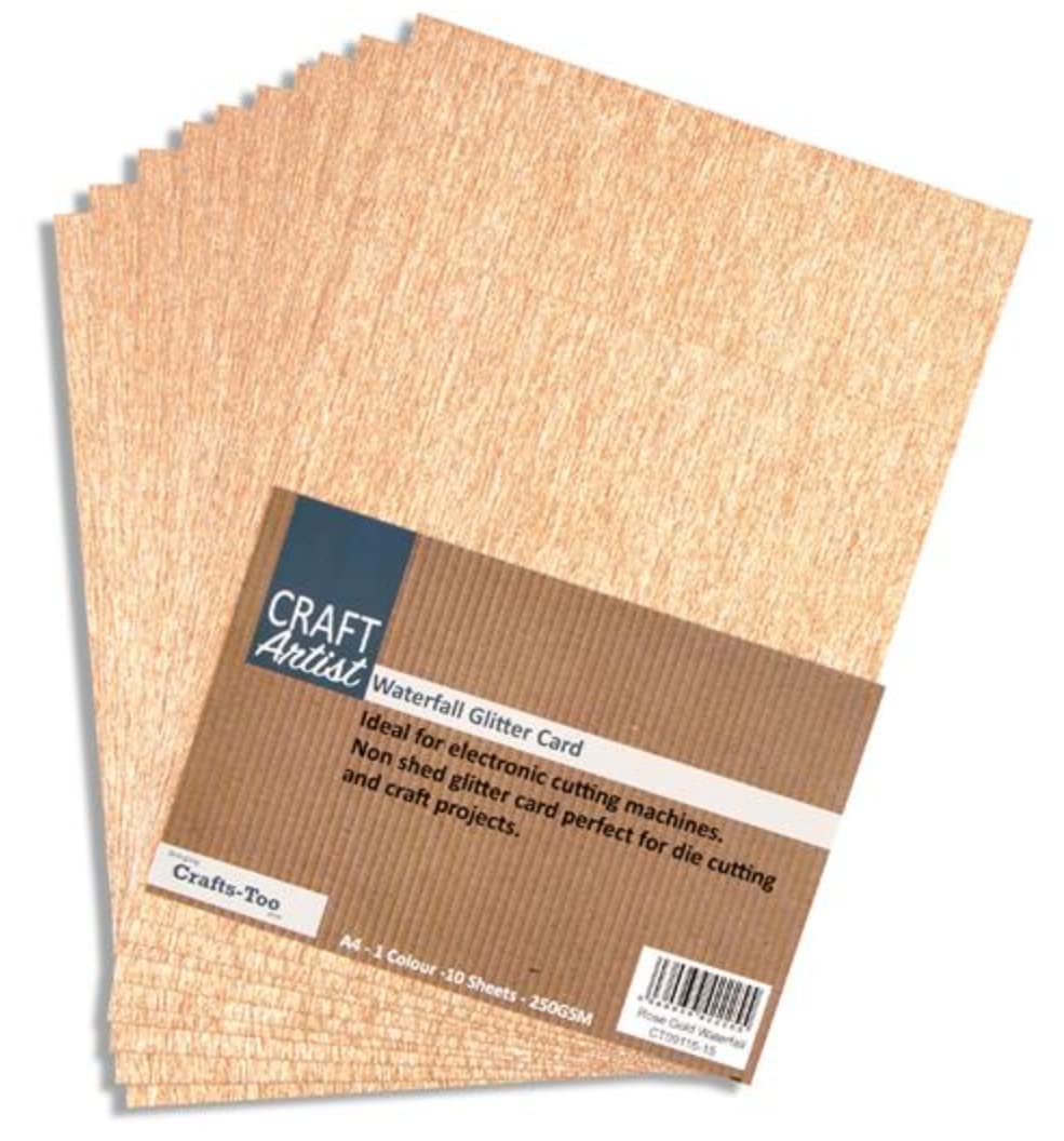 Crafts Too Rose Gold Craft Artist A4 250Gsm Waterfall Glitter Card