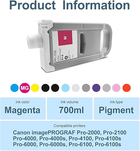 Vista 24 de KSUMEI Pfi-1700 Cartucho de tinta de pigmento remanufacturado para impresoras Canon imagePROGRAF Pro 2000 2100 4000 4000s 4100 4100s 6000 6000s 6100