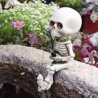 Fishing Skeleton Statue Halloween Decorations, 4.5