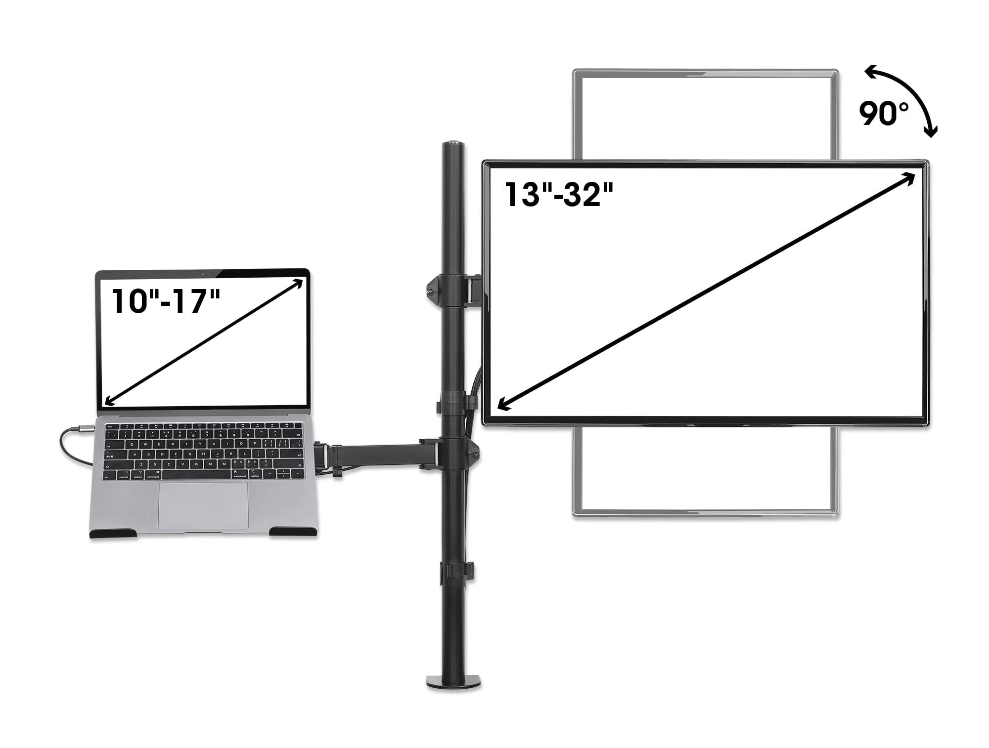 MANHATTAN 462136 Supporto da Scrivania Braccio per Monitor 13-32" e Mensola per Laptop