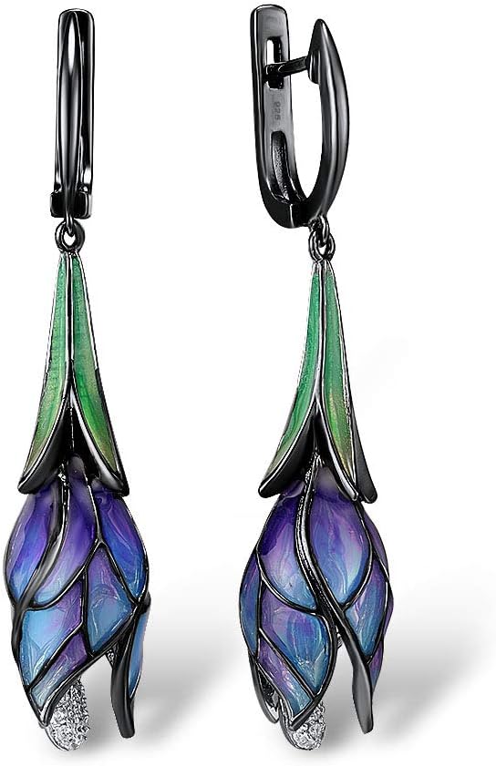 Sterling Silver Enamel Tulip Earrings for Women