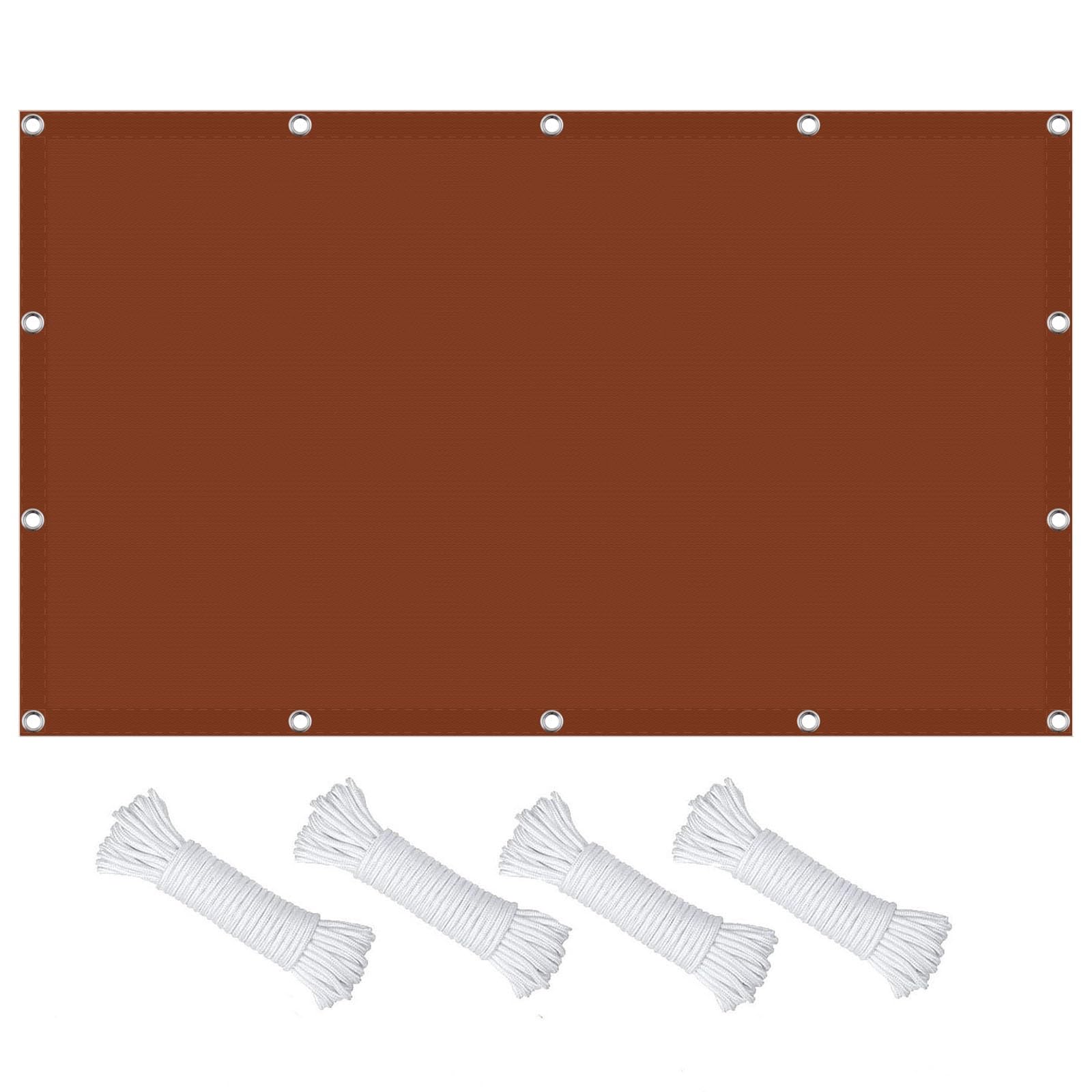 Voile d'ombrage rectangulaire 1.4x3.6m rouge rouille avec cordons pour balcon