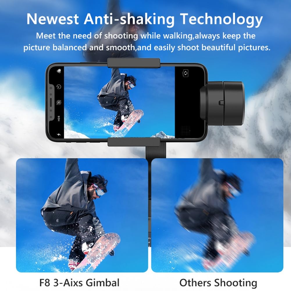 F8 Handheld 3- Gimbal Stabilizzatore Telefono Supporto Anti Shake Video Registrazione Stabilizzatore per Cellulare Smartphone Facile da installare