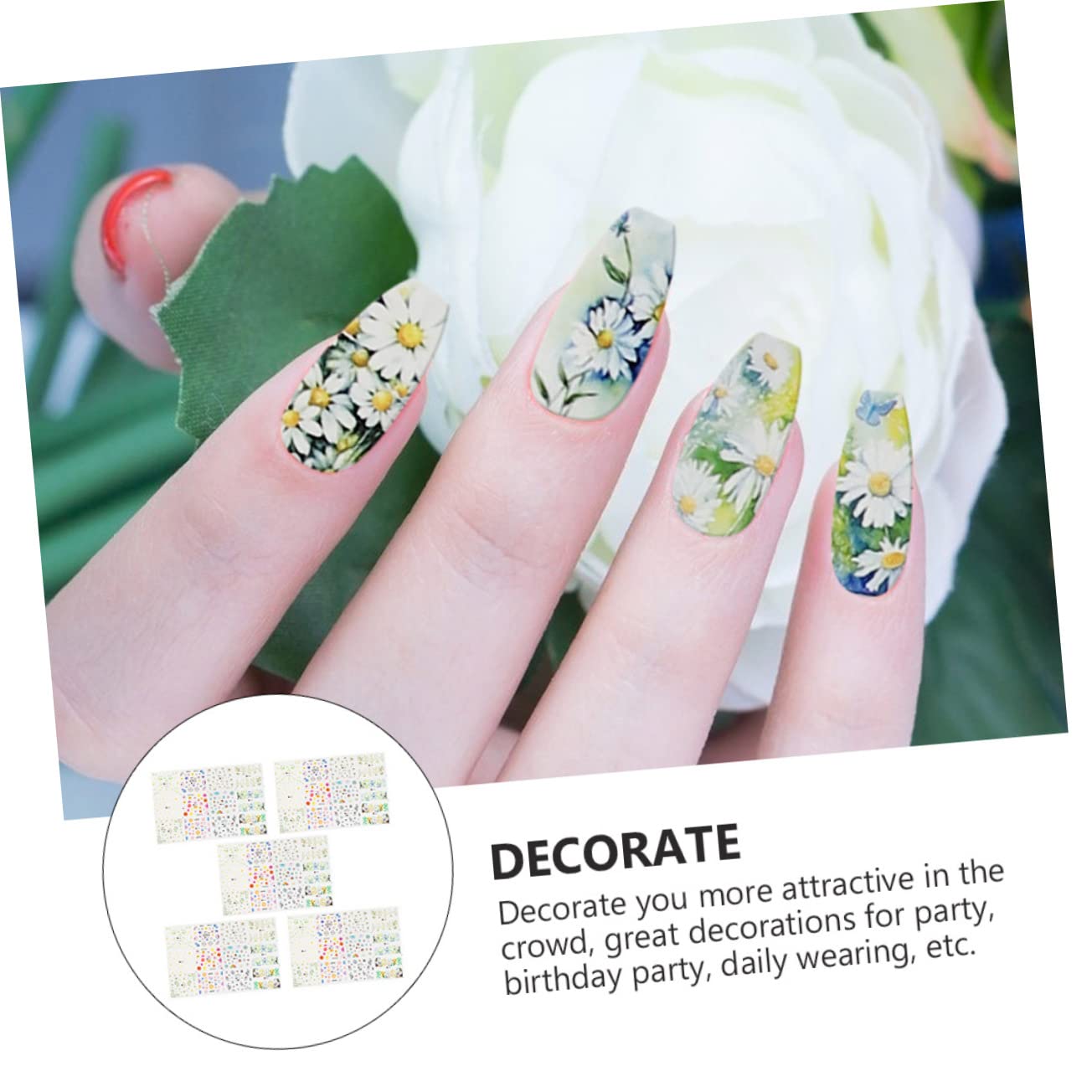 PACKOVE 3 set Adesivi Per Nail Art Adesivi Per Unghie Per Unghie Primaverili Per ie Floreali Per ie Per ie Per ie 5 fogli*3