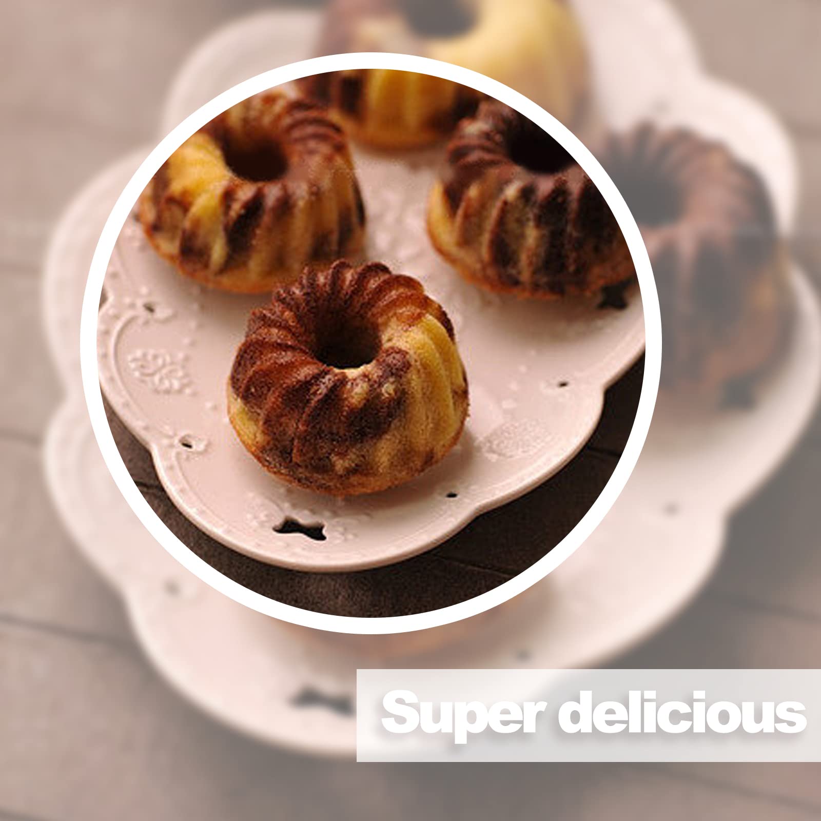 Moule Kouglof Mini 12cm Lot de 4 Moule à Gâteau Rond avec Revêtement Antiadhésif Moule à Kougelhopf, Noir Moule à Gâteaux Kouglof, Antiadhésif