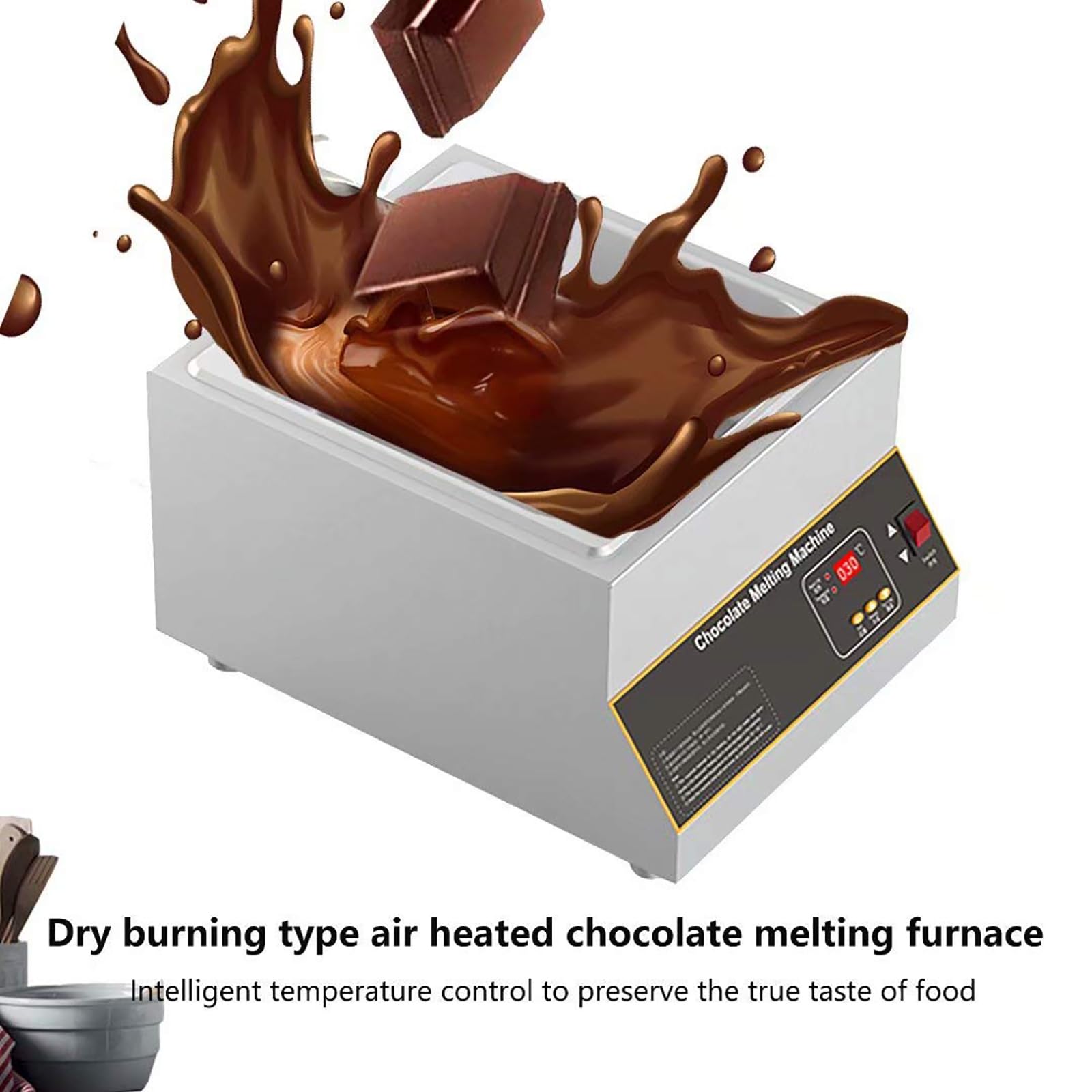 Melting-Pot de Chocolat électrique, Melting-Pot de Chocolat Commercial, température réglable 0-85°C pour Le Chocolat/Lait/crème/Soupe
