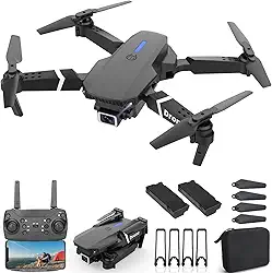 Drone com câmera para adultos iniciantes e crianças, quadricóptero RC dobrável, drone de brinquedos, vídeo FPV 1080p, 2 baterias, estojo de transporte, partida com uma tecla, modo Headless