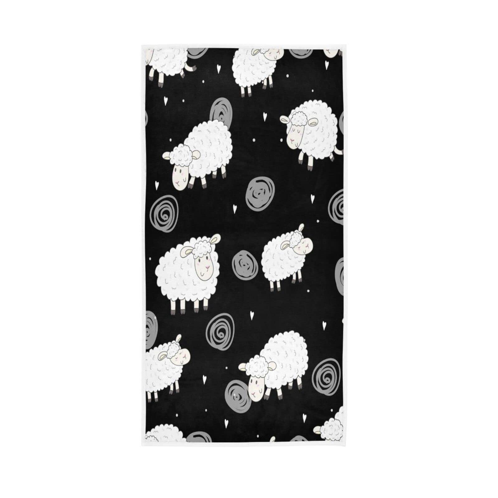 YOUJUNER Hand Towels Cute Sheep Pattern Decor Fingertip Soft Face Towel Absorbent Bathroom Kitchen Towels