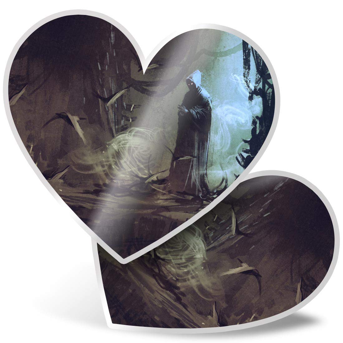 Destination Vinyl Ltd Multi 2 X Heart Stickers 7.5 Cm - Creepy Grim Reaper Horror Fantasy 14097