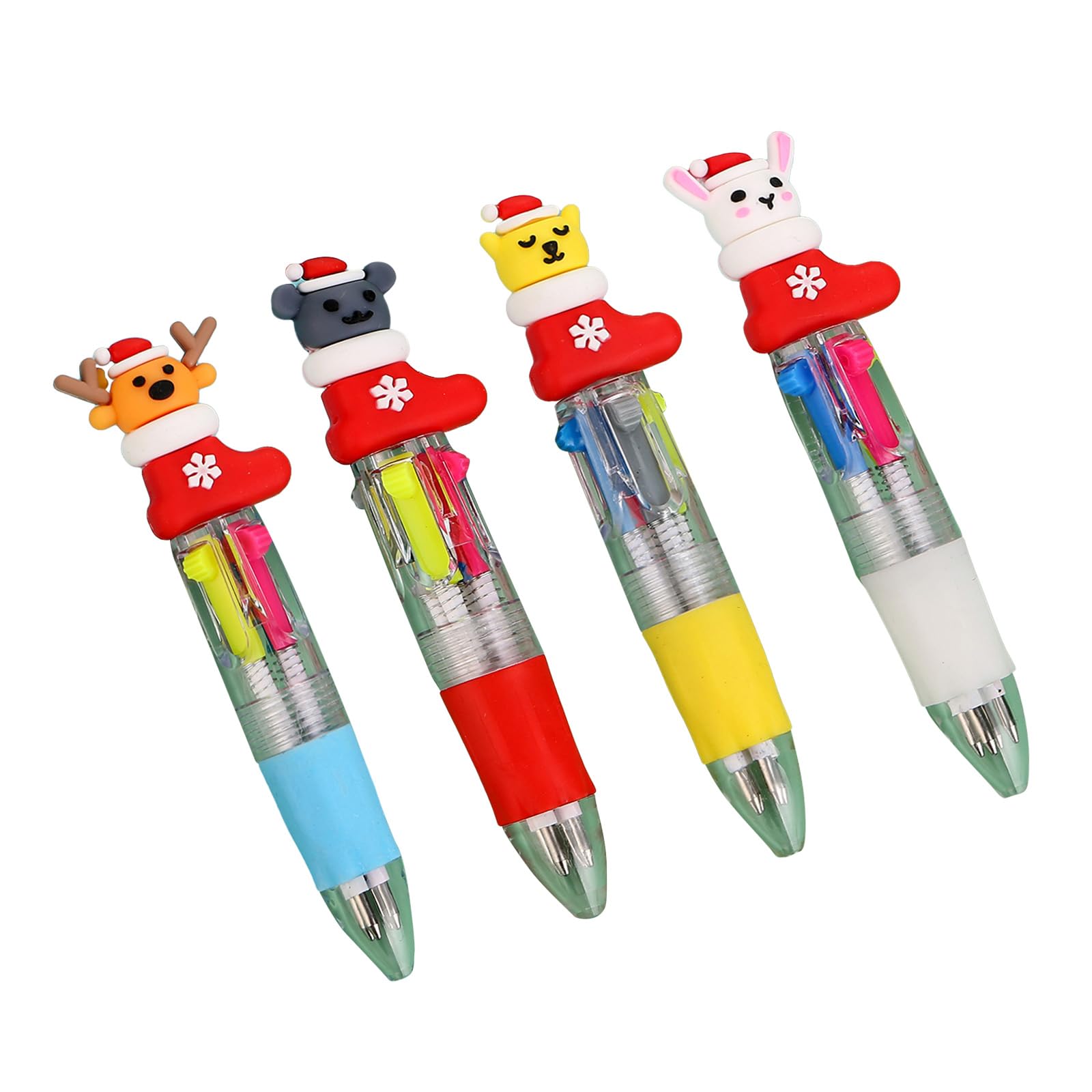 3 4Pcs Christmas Ballpoint Pen Multicolor Pen 4 Color-in-1 Retractable Ballpoint Pen for Kid Reward Multicolor Pens for