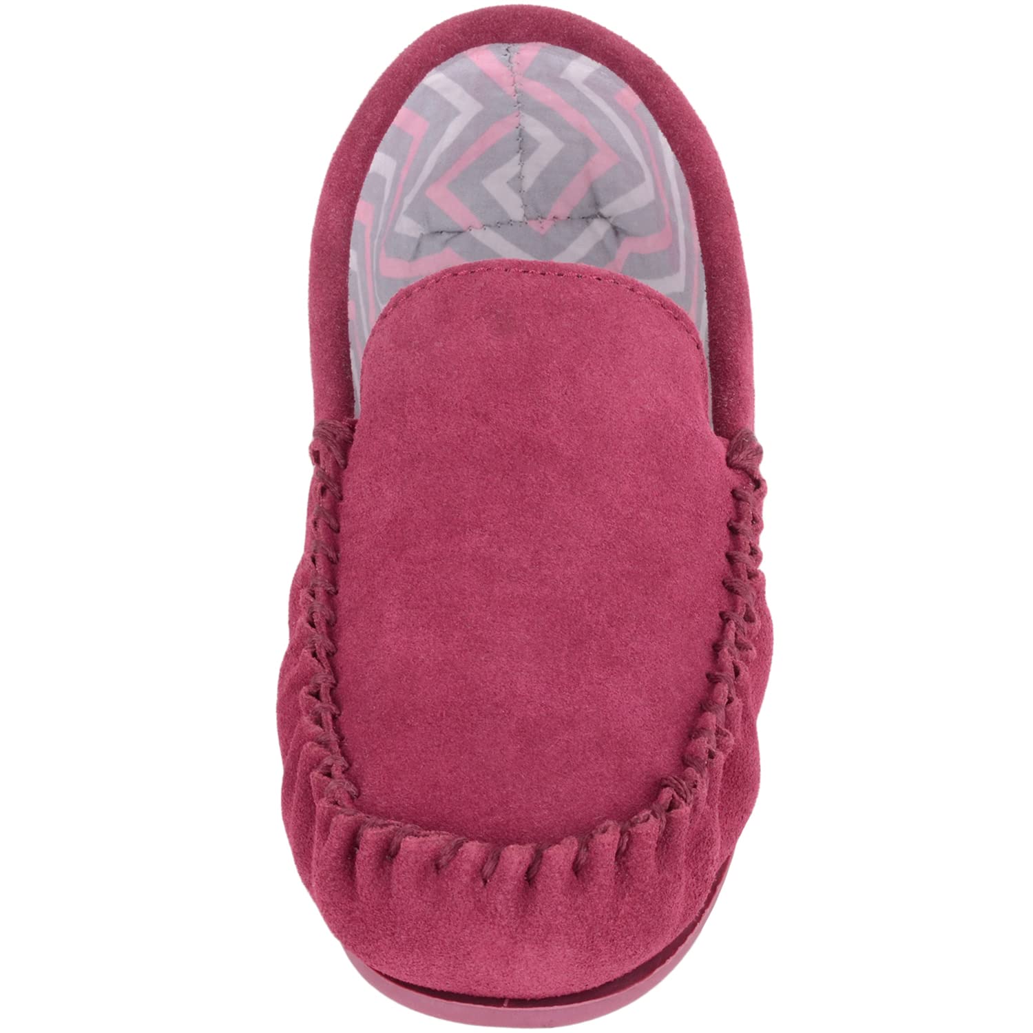 Pantuflas tipo mocasín de gamuza con forro de tela para mujer con suela dura