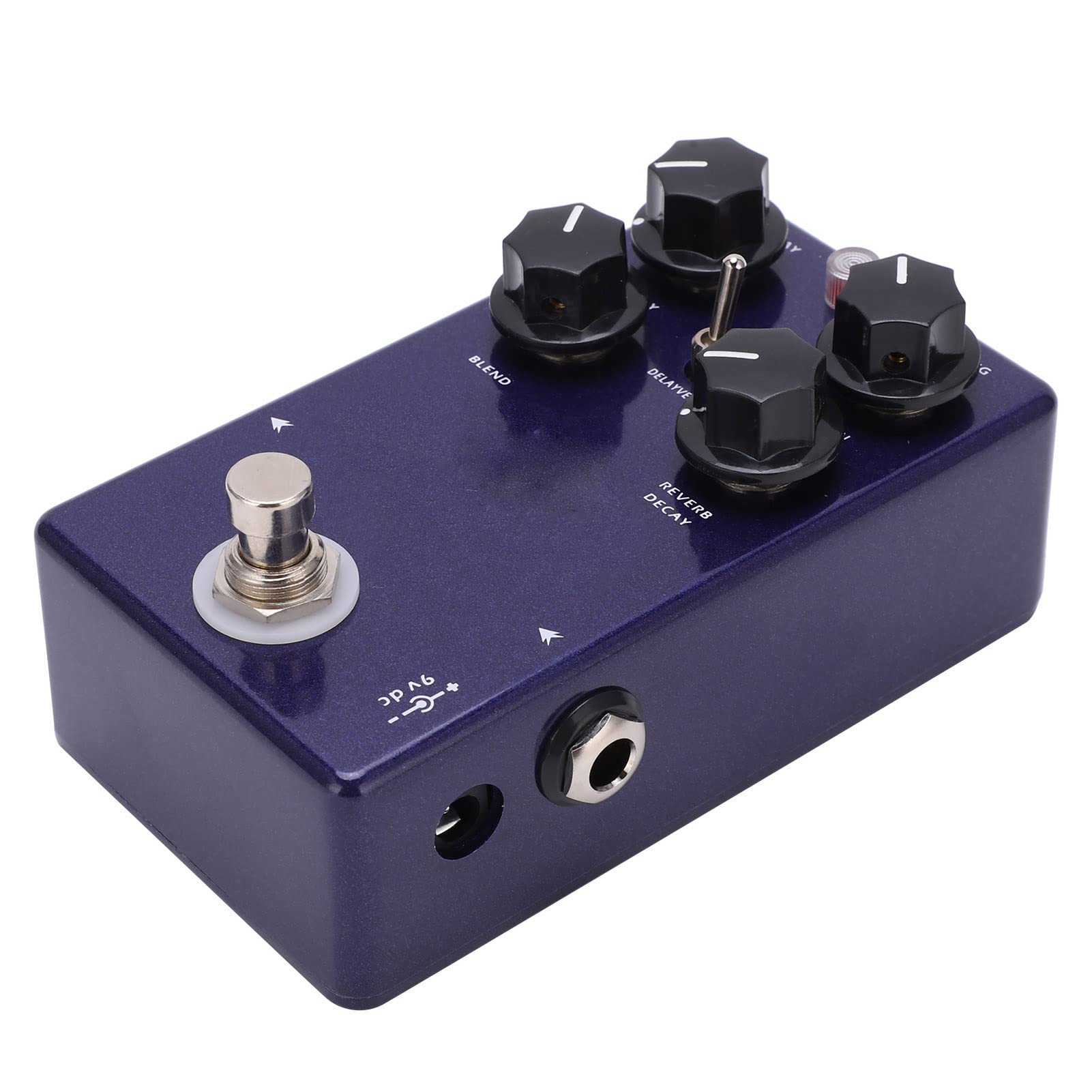 VGEBY Pedał Efektów Gitarowych, Cyfrowy Pogłos Opóźnienia z Czasem Opóźnienia 1300 Ms i Efektem Sky Reverb, z 4 Pokrętłami Sterującymi i metalową obudową, do Elektrycznej Gitary