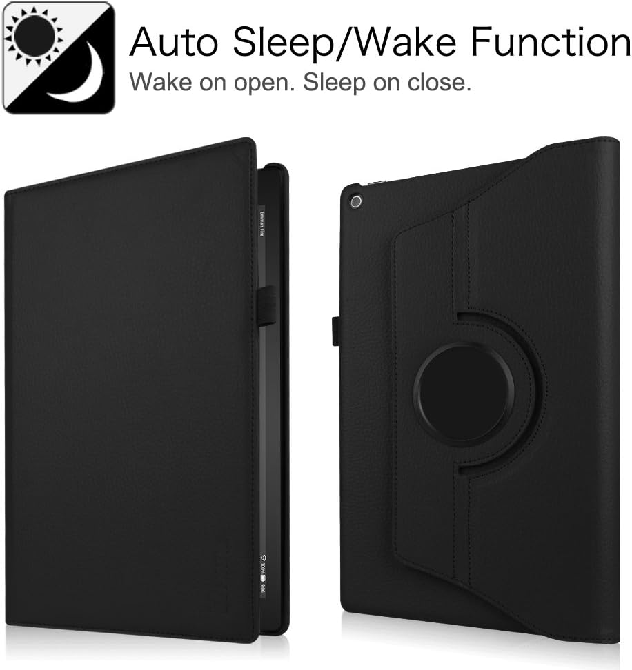 Fintie Case for Amazon Fire HD 10 Tablet (Compatible with 7th and 9th Generations, 2017 and 2019 Releases) - 360 Degree Rotating Stand Protective Cover with Auto Sleep Wake, Black