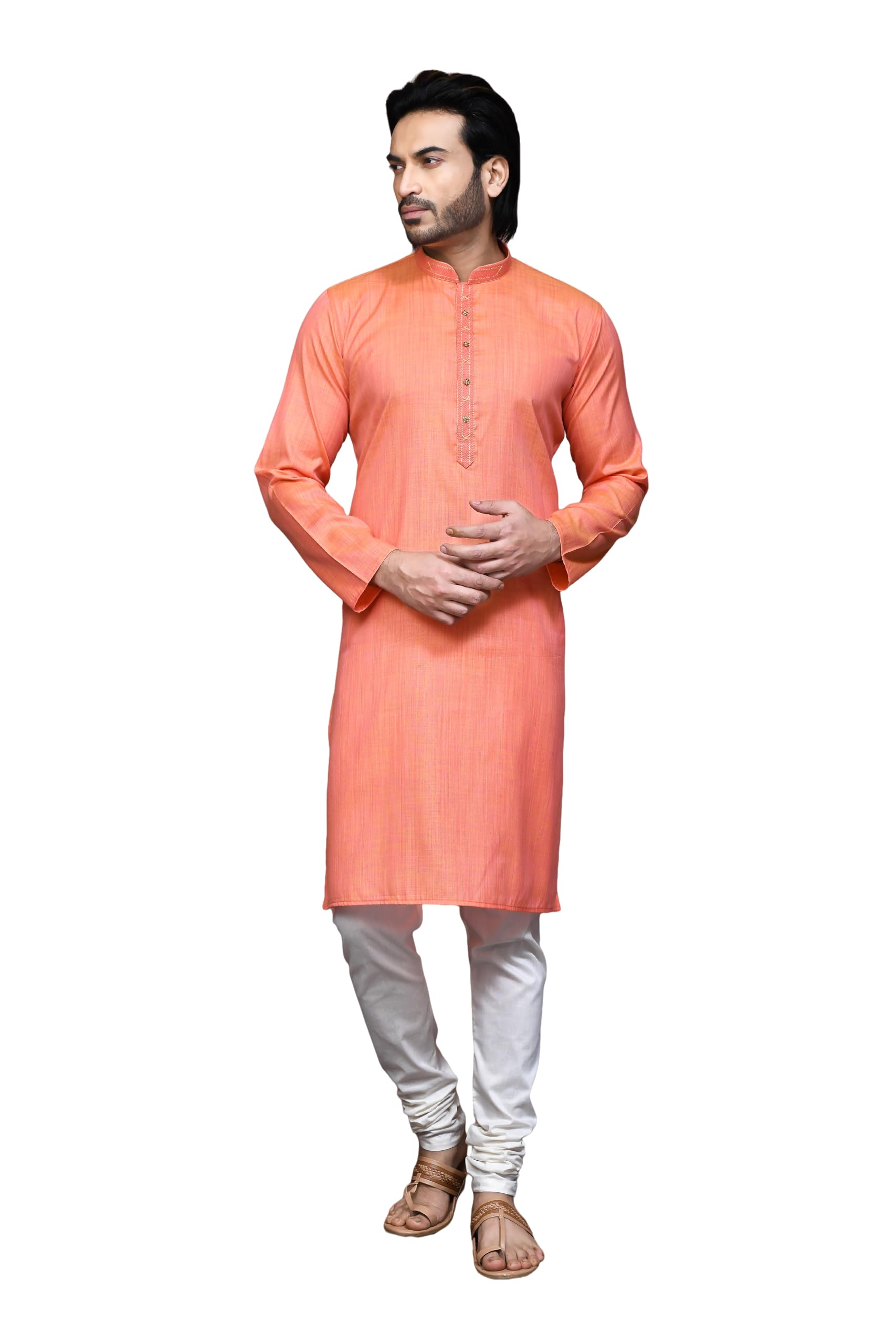 ranak Plain Cotton Silk Kurta Pajama for Men | Vibrant Haldi Wear | Festive Ethnic Attire (VLSMKP512)-picture-51