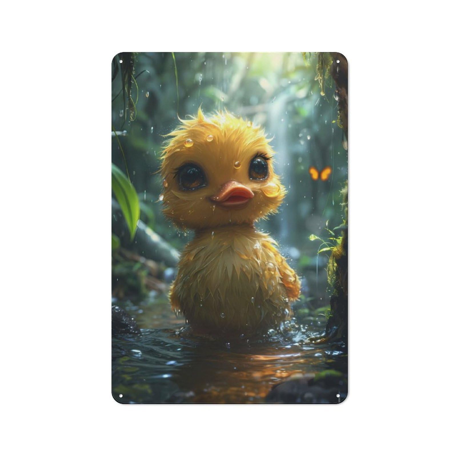 Tin Sign 30x20cm with Duckling Cartoon Animal for Hallway Wall, Retro Decor, Suited to Hallway Decor Lovers
