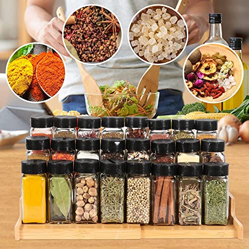 Image of KELVEE Glass Spice Jars With Black Plastic Shaker Lids Pack of 10, 100 ML Flip Top Square Spice Bottles, Seasoning Spice Containers For Kitchen,Storing Spice (10)