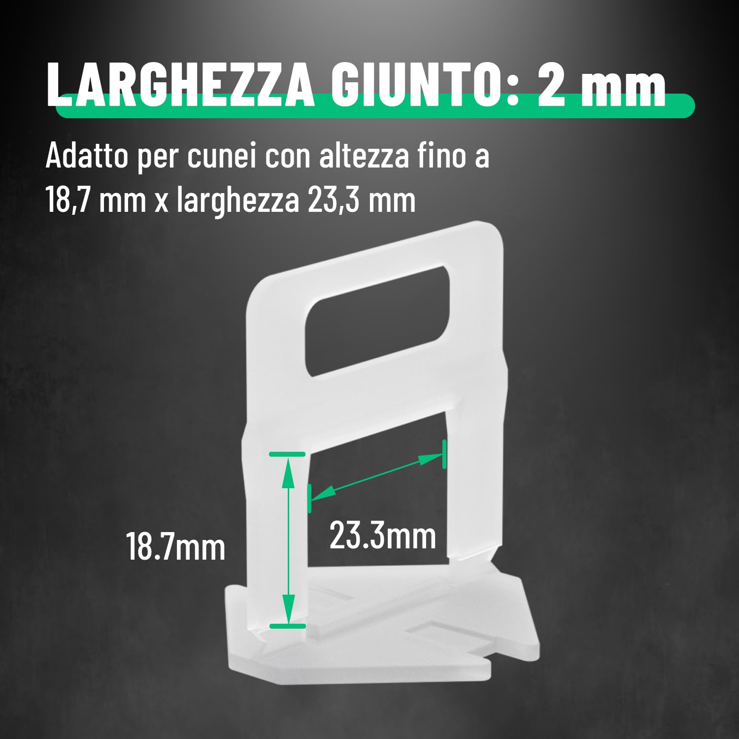 greate 1000 Clips per Sistema di Livellamento piastrellisti 2mm - Ricarica per la Posa delle Piastrelle - distanziatori per piastrelle 2 mm, livellatori per piastrelle