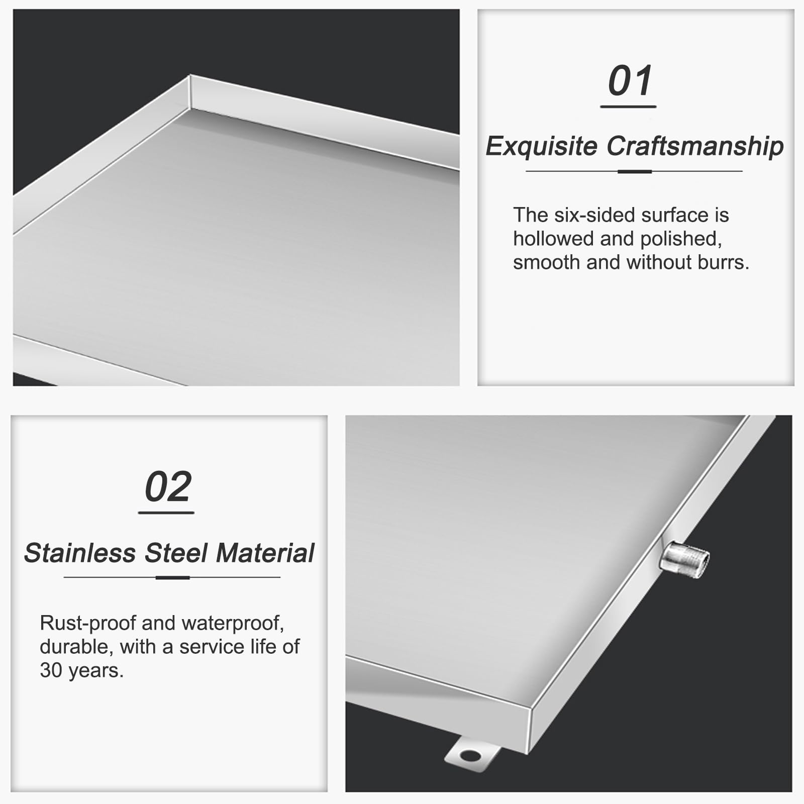 Bandeja de Drenaje de Condensados de Acero Inoxidable, Bandeja Aire Acondicionado con Drenaje, para Climatiseur Split Intérieur extérieur(50 * 50 * 4cm/20 * 20 * 2in)