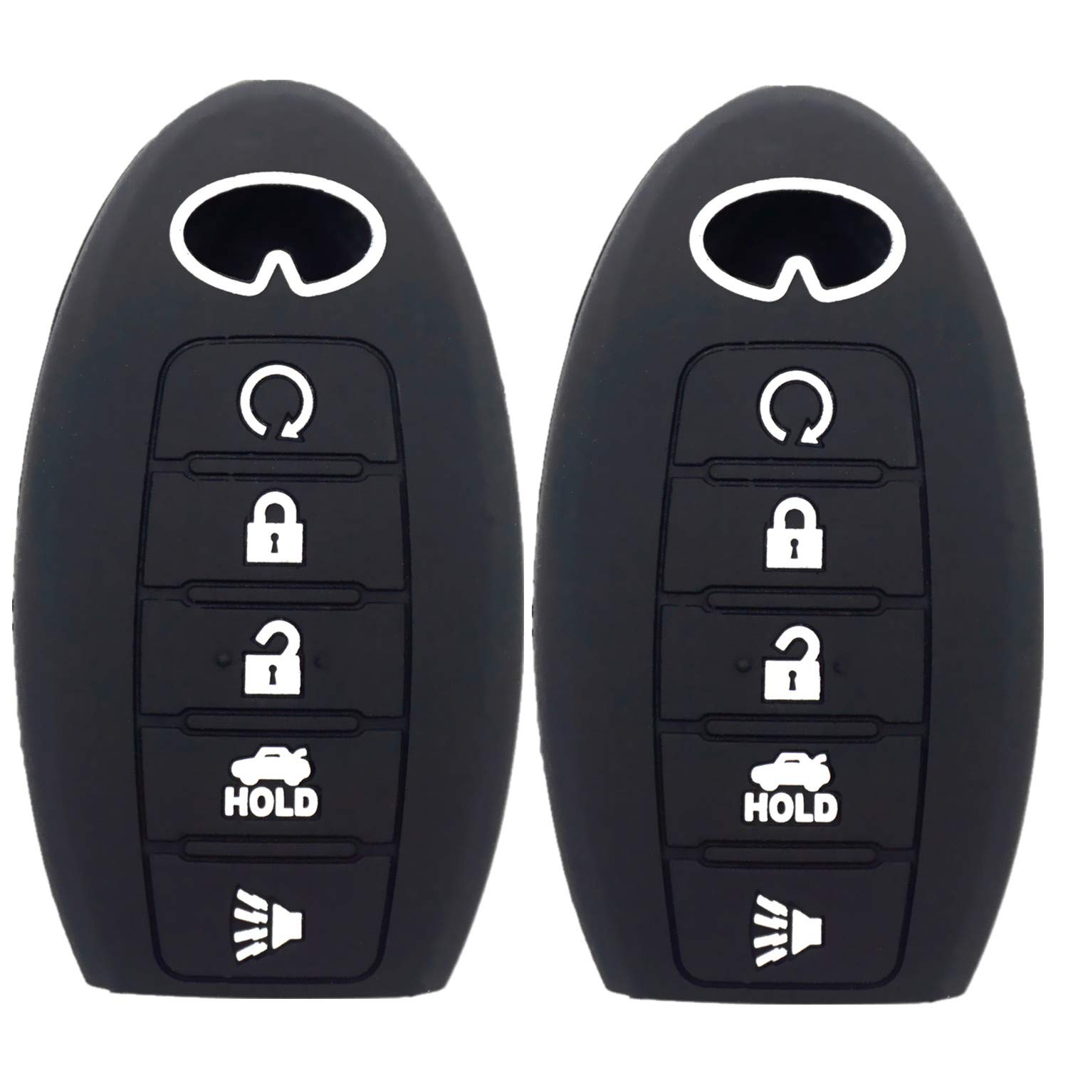 WFMJ 2Pcs Black Silicone Smart 5 Buttons Remote Key Chain Cover Case for Infiniti g35 qx56 fx35 q50 g37 m35 qx60 i35 qx80 q60 qx30