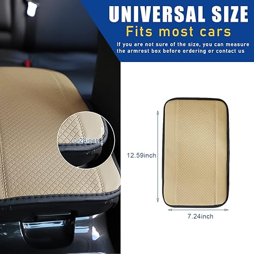 Miniatura 2 de Ziciner Cojín de cuero para consola central de automóvil, cómodo protector impermeable para caja de asiento, accesorios de protección interior de
