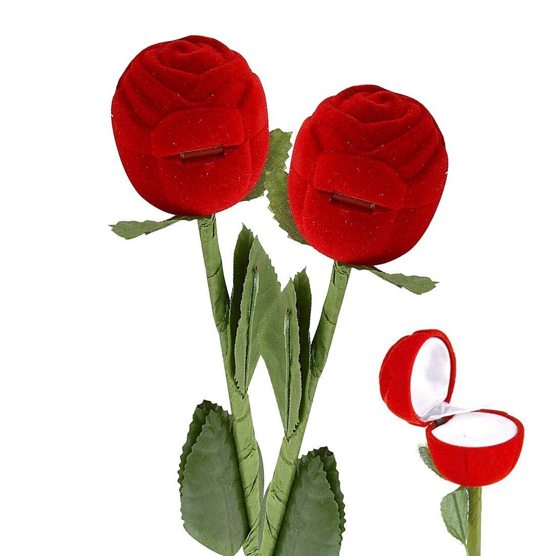 THE INDIA STYLEThe India Style Red Rose Velvet Valentine Ring Box for Girlfriend Wife Special Loving Person and for Love Velvet Red Rose Jewellery Ring Box without Ring(2 Velvet Red Rose Box)