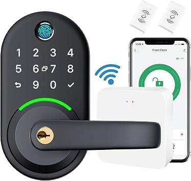 Smart Lock with WiFi Gateway Included, Remote Control Anywhere,Voice Control Compatible with Alexa and Google Home